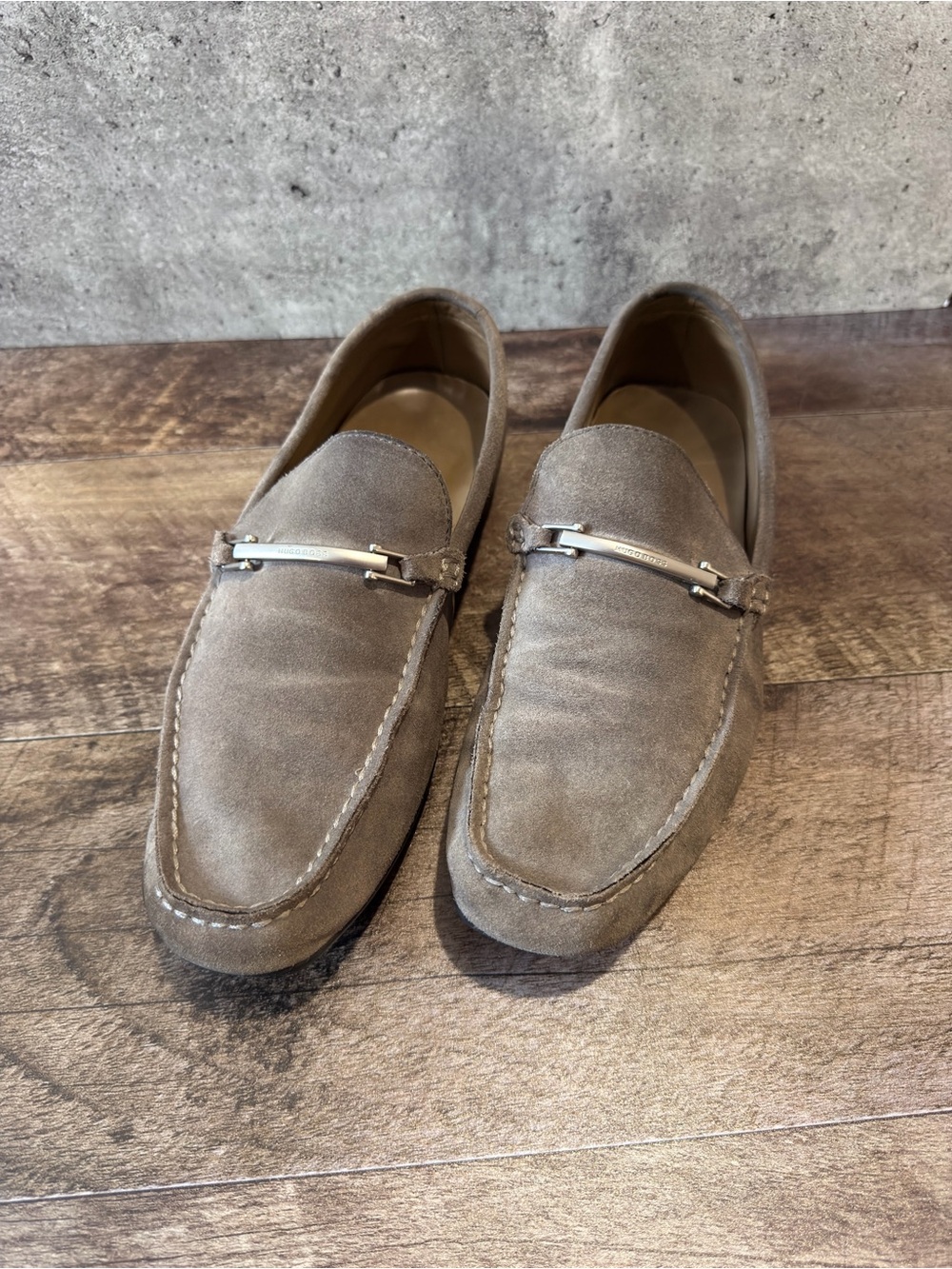 Hugo Boss Taupe Suede Bit Loafers